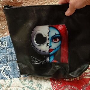 Black Tote Bag with Colorful Character Artwork